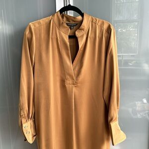 Mandarin-Collar Midi Shirtdress Banana Republic